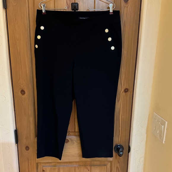 Counterparts Pants - Counterparts Black Cropped Pants with Gold Buttons